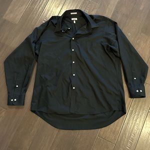 Izod Wrinkle Free Quick Dry Twill Black Button Down Shirt Size 18